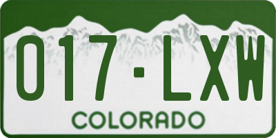 CO license plate 017LXW