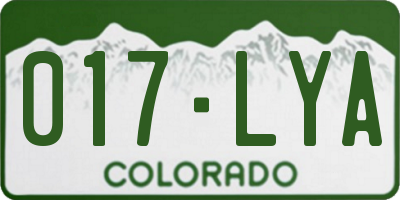 CO license plate 017LYA