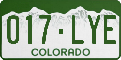 CO license plate 017LYE