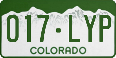 CO license plate 017LYP
