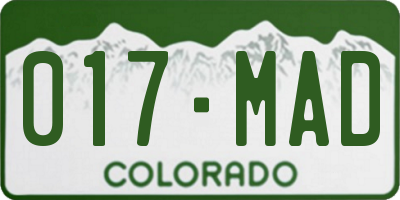 CO license plate 017MAD