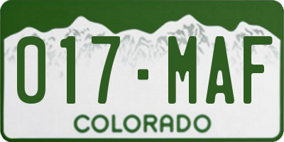 CO license plate 017MAF