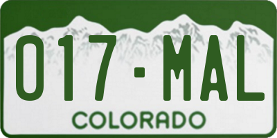 CO license plate 017MAL