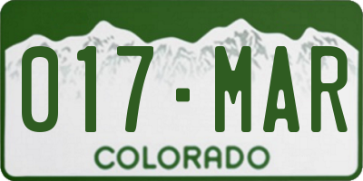 CO license plate 017MAR