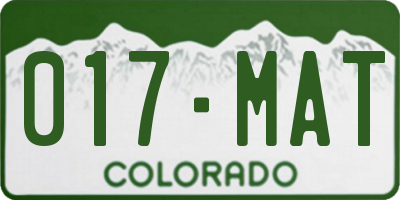 CO license plate 017MAT