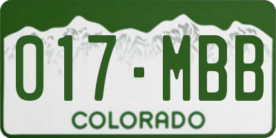 CO license plate 017MBB