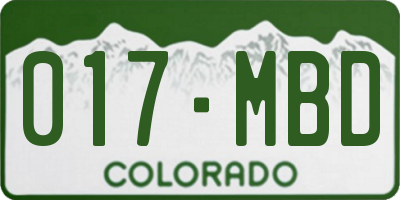 CO license plate 017MBD