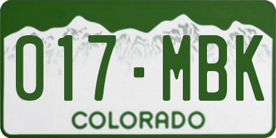 CO license plate 017MBK