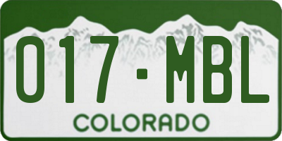 CO license plate 017MBL