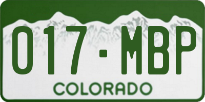 CO license plate 017MBP
