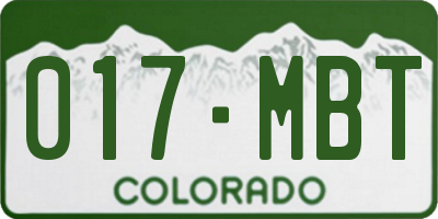 CO license plate 017MBT