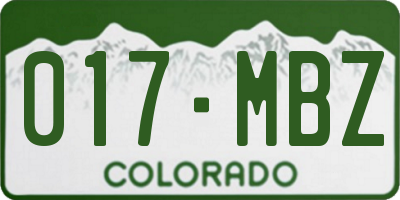 CO license plate 017MBZ
