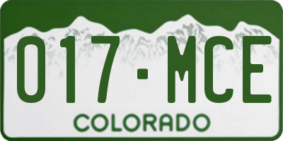 CO license plate 017MCE