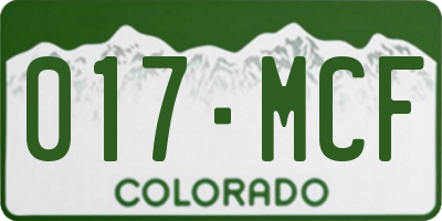 CO license plate 017MCF