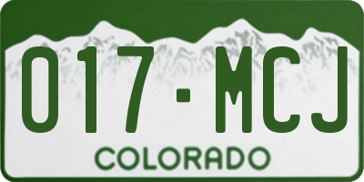 CO license plate 017MCJ
