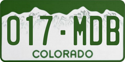 CO license plate 017MDB