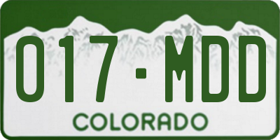 CO license plate 017MDD
