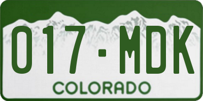 CO license plate 017MDK