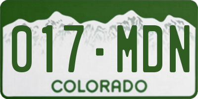 CO license plate 017MDN