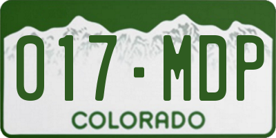CO license plate 017MDP