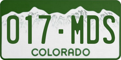 CO license plate 017MDS