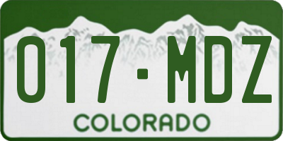 CO license plate 017MDZ
