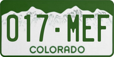 CO license plate 017MEF