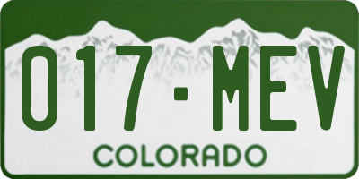 CO license plate 017MEV