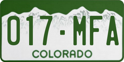 CO license plate 017MFA