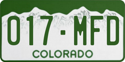 CO license plate 017MFD