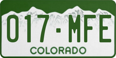CO license plate 017MFE
