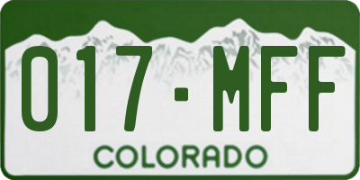 CO license plate 017MFF