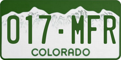 CO license plate 017MFR
