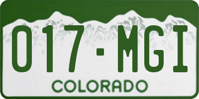 CO license plate 017MGI