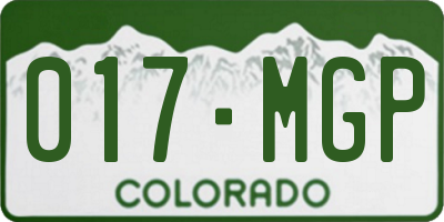 CO license plate 017MGP