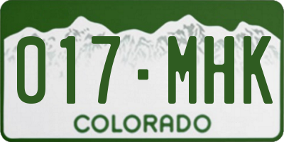 CO license plate 017MHK