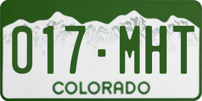 CO license plate 017MHT