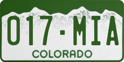 CO license plate 017MIA