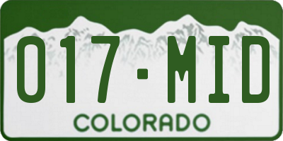 CO license plate 017MID