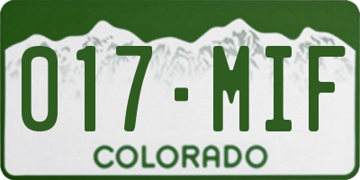 CO license plate 017MIF