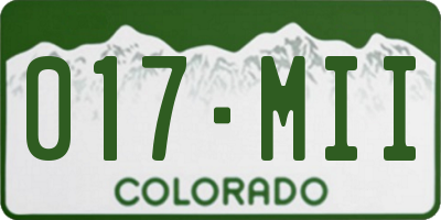 CO license plate 017MII