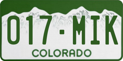CO license plate 017MIK