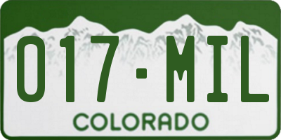 CO license plate 017MIL