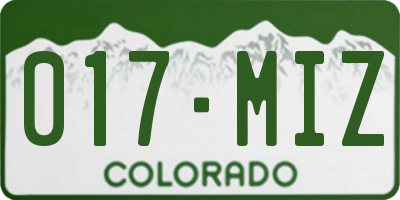 CO license plate 017MIZ
