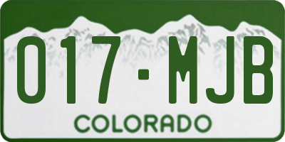 CO license plate 017MJB