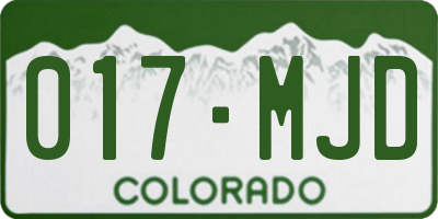 CO license plate 017MJD