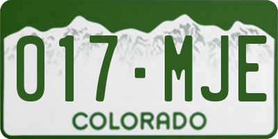 CO license plate 017MJE