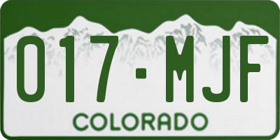 CO license plate 017MJF