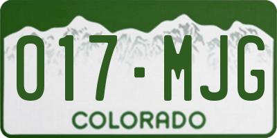 CO license plate 017MJG