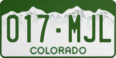 CO license plate 017MJL